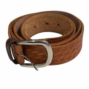 Vintage leather belt basketweave design 51”